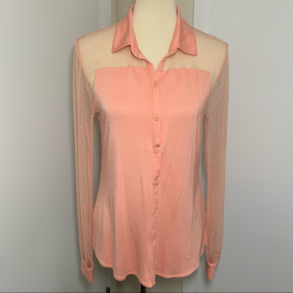 Princess Vera Wang Semi Sheer Button Down
